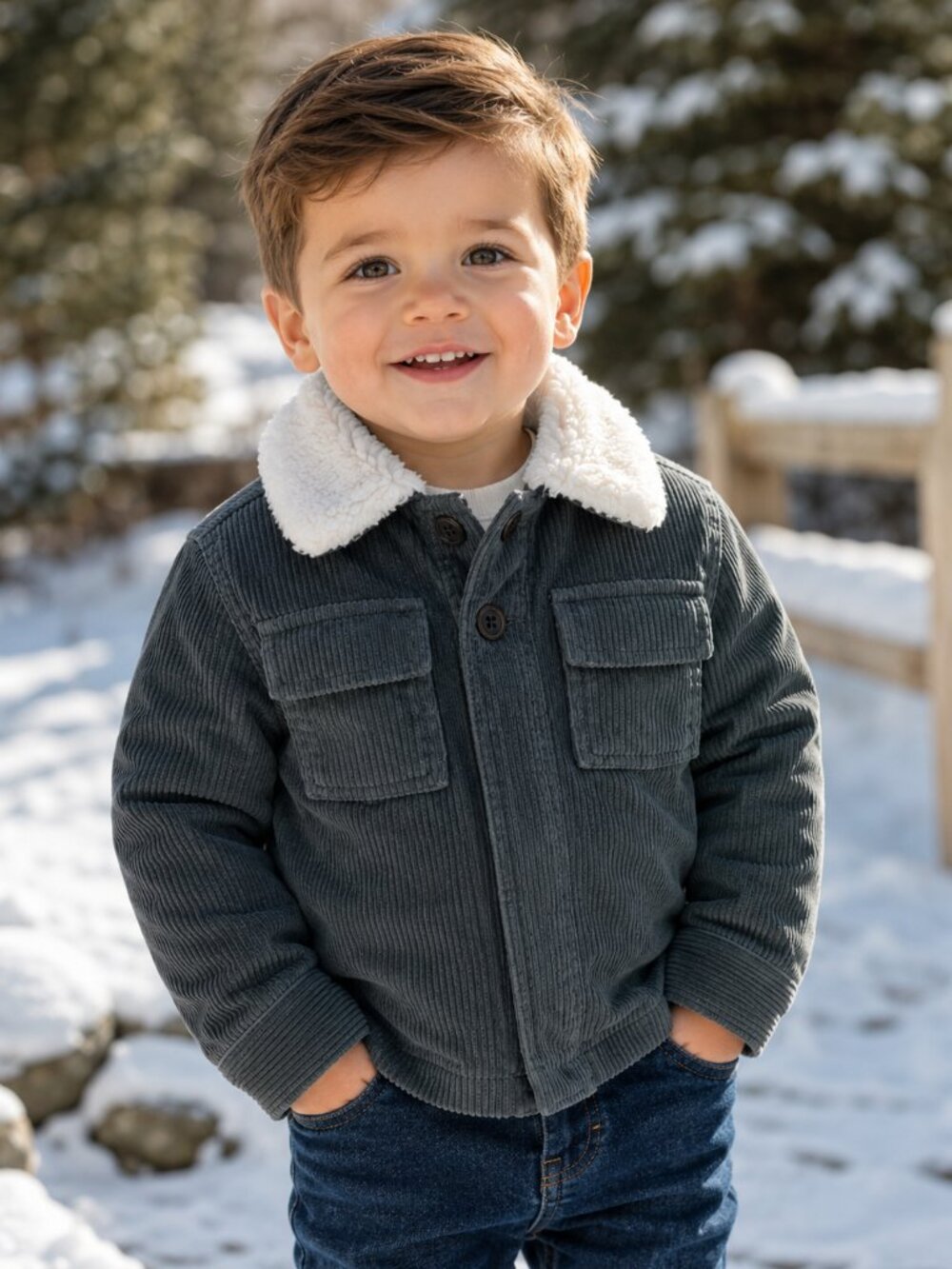 NWT OshKosh B’gosh Baby B’gosh Toddler Boy Corduroy Winter Coat Size 24M Sherpa
